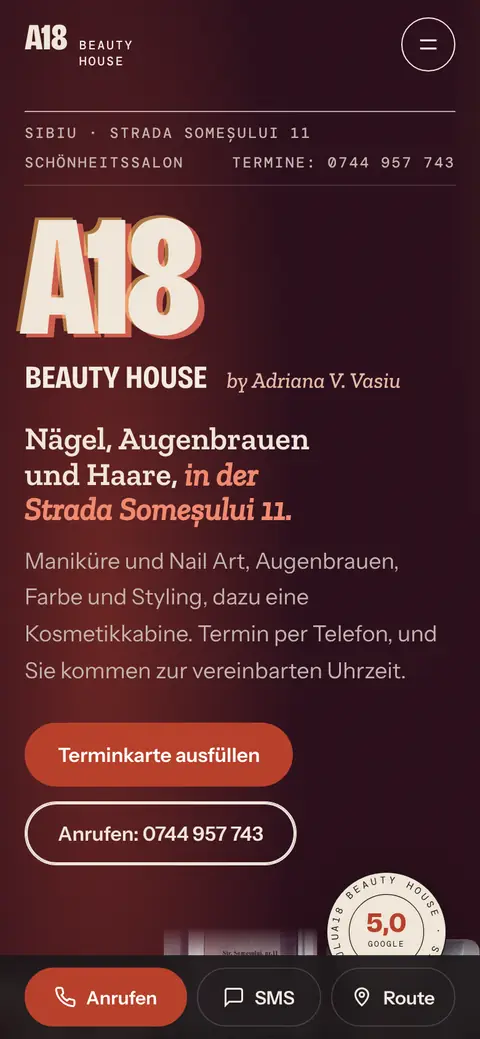 A18 Beauty House auf dem Handy