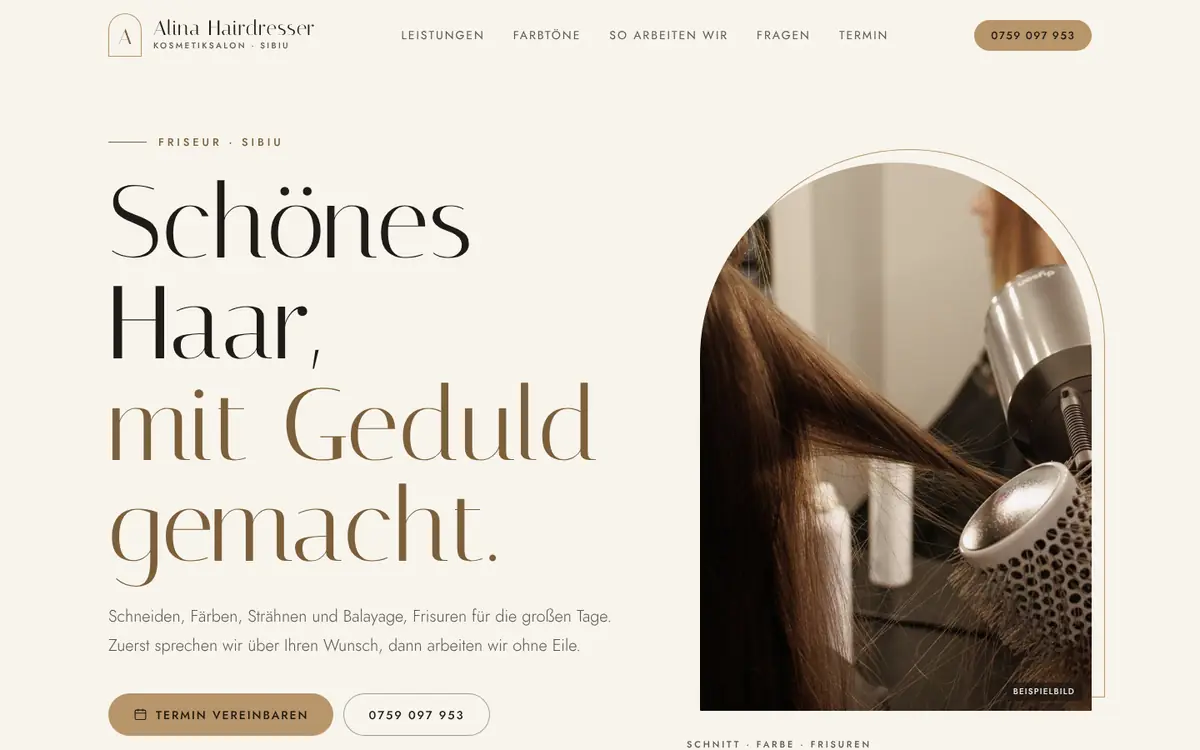 Alina Hairdresser am Desktop