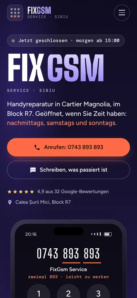 FixGsm Service auf dem Handy