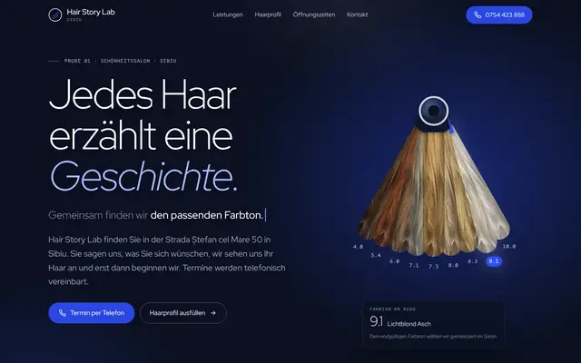 Website von Hair Story Lab