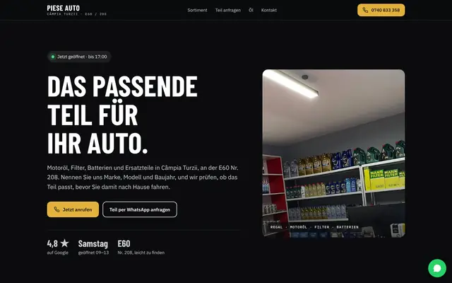 Website von Piese Auto Câmpia Turzii