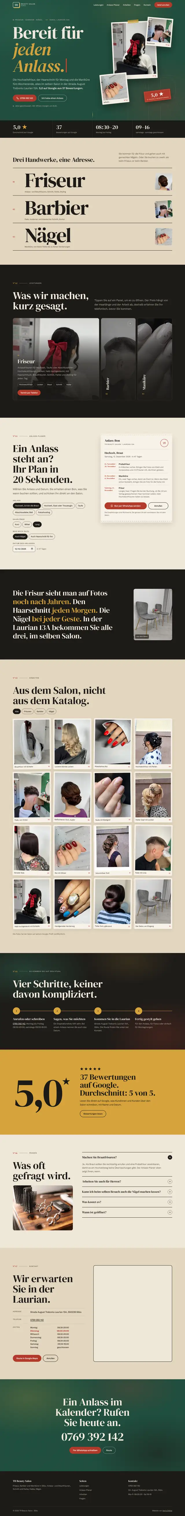 Ganze Seite von TR Beauty Salon, Desktop