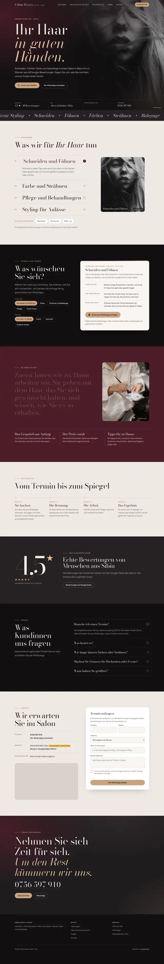 Ganze Seite von Urban Beauty Salon, Desktop